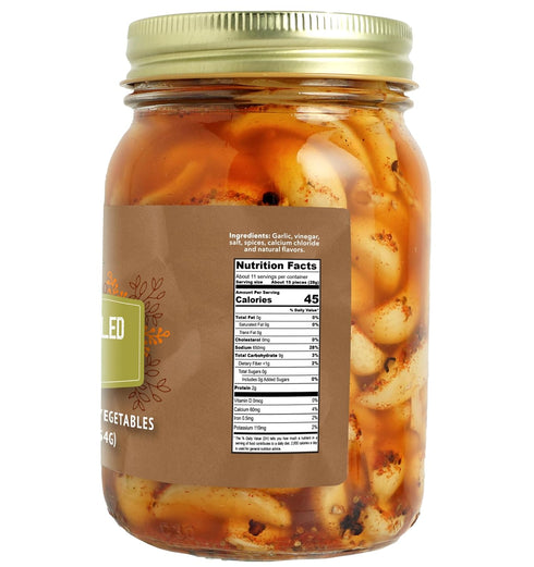 Bulbs 16 Green Jay Gourmet Cajun Pickled Garlic Cloves in a Jar - Fresh Garlic for Cooking - Natural Ingredients