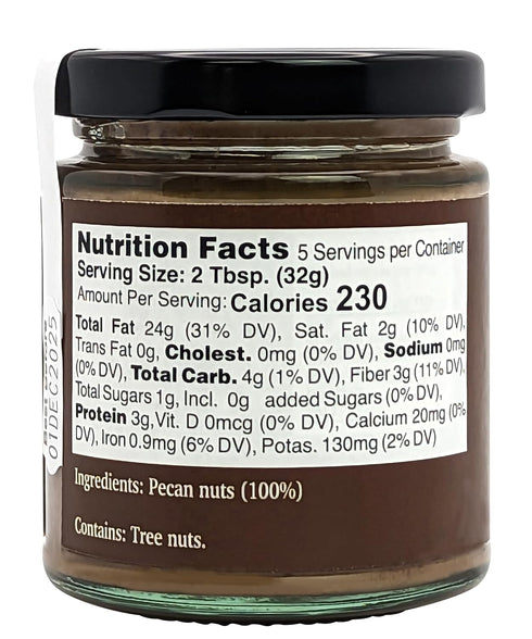 6 Oz (170g) 100% Nutural World - Crunchy Pecan Nut Butter Great Taste Award winner - Pure single ingredient