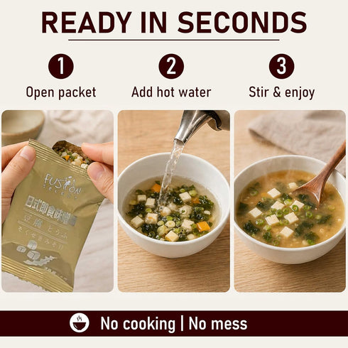 Packets Pack 4 8 Packs, 2 Fusion Select Freeze Dried Miso Soup - Variety with Flavors - Vegetable, Shallot, Tofu & Okra