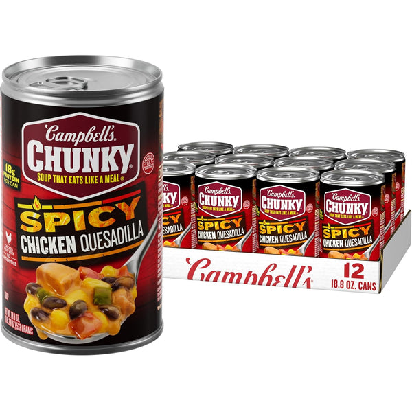 Campbell's Chunky Soup, Spicy Chicken Quesadilla Soup, 18.8 oz Can (Case of