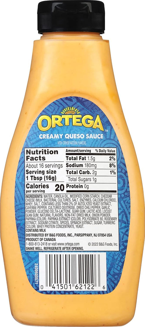 Ortega Creamy Taco Sauce, Queso, 9 Ounce