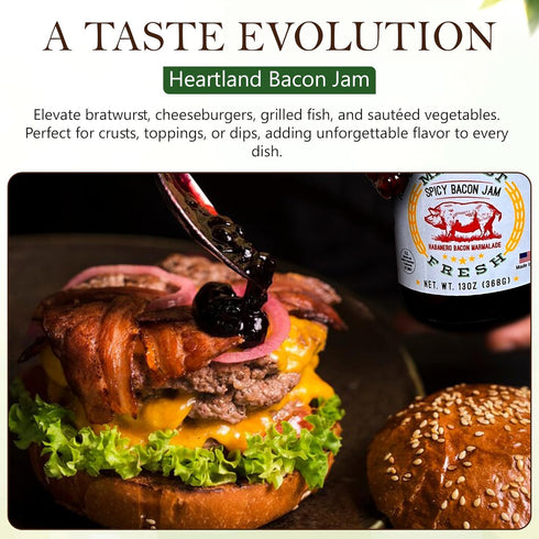 Midwest Fresh (2 Pack (2 13 oz), 26, Spicy Bacon Jam | Gourmet Bacon Marmalade Spread for Burgers, Sandwiches