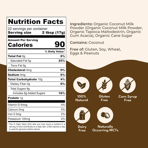Tian Creamers 13oz, 22 Sweetened Coconut Milk Creamer Powder - Dairy-Free Coffee Creamer - Sweet and Creamy
