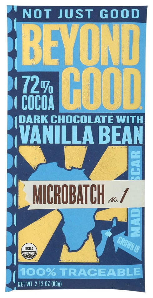 Beyond Good Organic 72% Vanilla Bean Microbatch Chocolate Bar, 2.12 Ounce