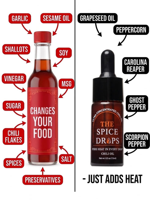 0.5 oz The Spice Drops Ultra-Concentrated Chili Oil | Flavor-Neutral Heat | Precision Dropper | Carolina Reaper Ghost