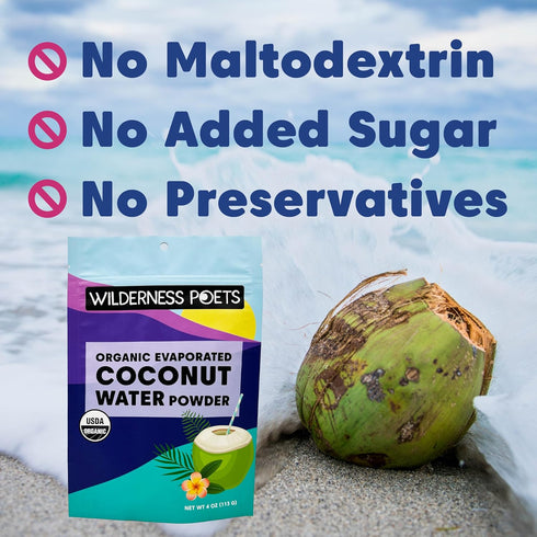 100% 1 (4 Wilderness Poets, Organic Evaporated Coconut Water Powder - Coconut Water Powder - No Maltodextrin, No