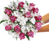 BloomsyBox Forever Blooming Bouquet Fresh Purple Roses & White Alstroemeria (Glass Vase Included) Fresh Flowers