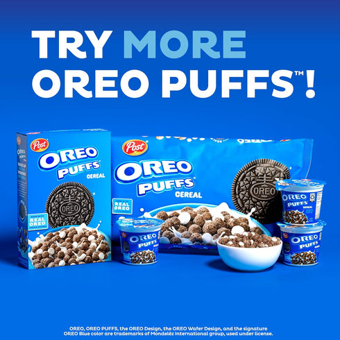 Post 1 oz (Pack 12) Oreo Puff Cereal Cup, Chocolate Cereal, cup