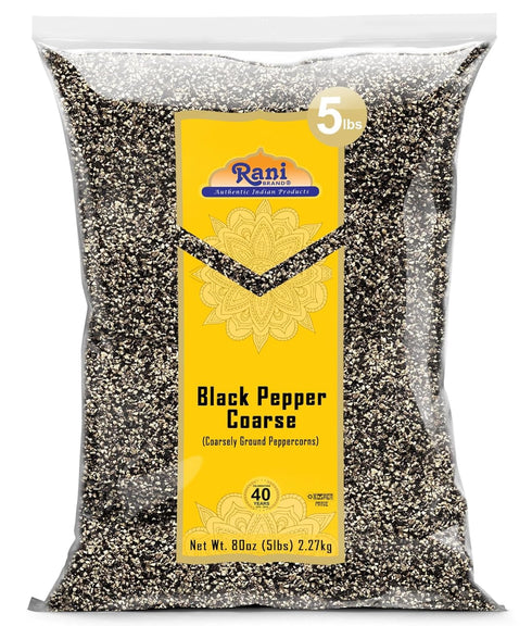 Rani Black Pepper Coarse Ground 28 Mesh (Table Grind) 80oz (5lbs) 2.27kg