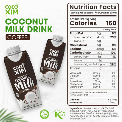 11 oz (Pack 12) 100% COCOXIM Ready to Drink Coffee Coconut Milk of | Vegan & Plant Based | Halal & Kosher Certified |