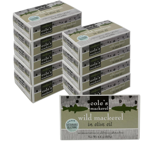 Cole's - Pack of 10 Wild Mackerel in Olive Oil - Canned