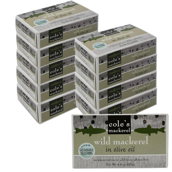 Cole's - Pack of 10 Wild Mackerel in Olive Oil - Canned