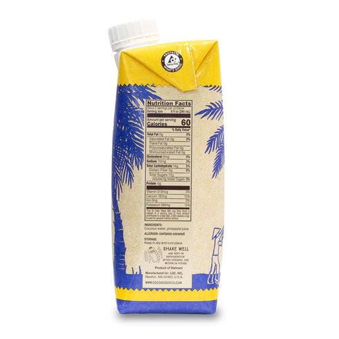 16.9 oz, 12 pack CocoGoods Co Single-Origin Natural Coconut Water with Fresh Pineapple Juice fl.