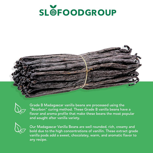 10 Count Slofoodgroup - Madagascar Vanilla Beans - Extract Grade B Vanilla Pods - - Extraction Grade Bourbon Vanilla