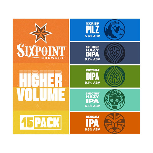 Sixpoint Brewery 15pk, 12 Oz Sixpoint, Variety Higher Volume, Fl Cans