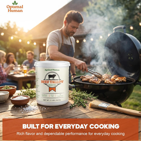 100% Organic Grass-Fed Beef Tallow For Cooking Traditional High-Heat Cooking Fat for Searing, Frying, Roasting