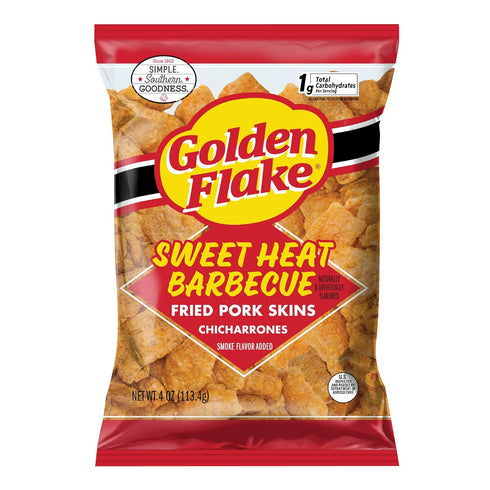 Golden Flake Sweet Heat Pork Rinds, 4 oz Bags (Pack of 12)