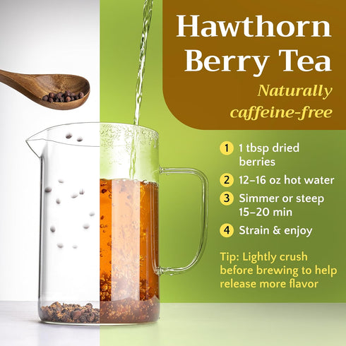 2 lb (32oz) Hawthorn Berry Tea - Whole Berries Dried - Natural Crataegus Monogyna, Bulk