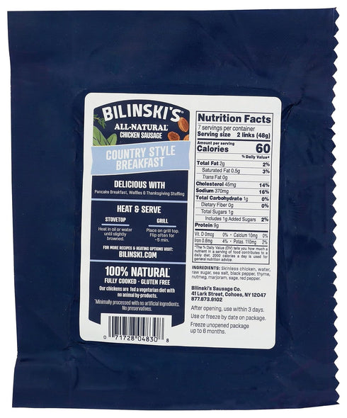 Country 12 OZ Bilinski Style Breakfast Chicken Sausage