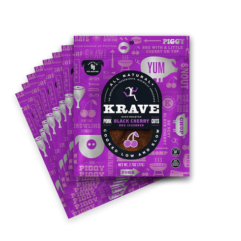 KRAVE All Natural Pork Jerky, Black Cherry BBQ - Protein Packed Snacks