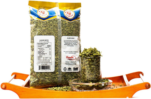 100g (3.5oz) TAJ Kasoori Methi, Dried Fenugreek Leaves Pouch |