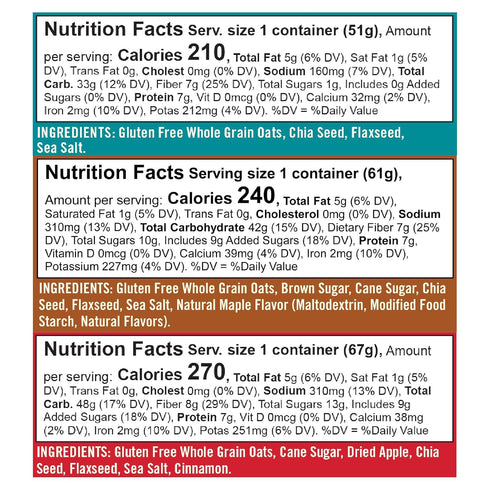 Pack 1 (Pack 12) Bob's Red Mill Oatmeal Cup Variety (Classic, Maple, Apple), cup of - Non GMO, Whole Grain, Kosher