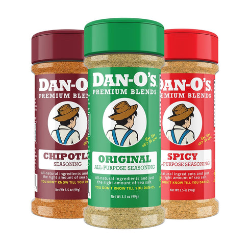 Dan-O's Seasoning Small 3 Bottle Combo | Original, Chipotle, & Spicy |