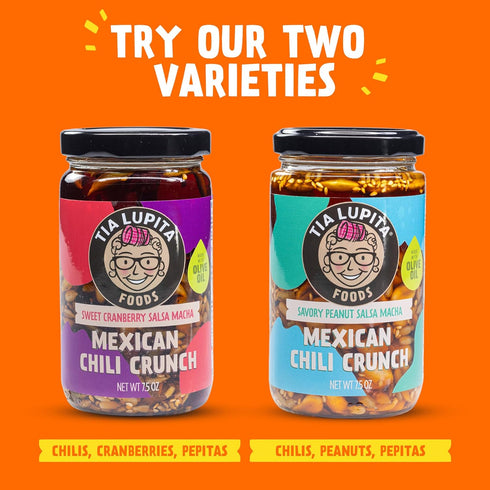 (7.5 Oz) Tia Lupita Salsa Macha Chili Crunch Oil - Cranberry Flavor Crunchy Morita Chili Oil | Made w/Olive Oil, Gluten