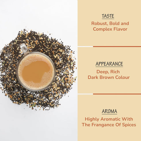 BREWIX Masala Chai Tea Loose Leaf CTC, Strong Robust & Aromatic, Blended with Ginger, Cinnamon, Cardamom