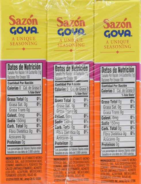 Goya Foods Sazón Seasoning With Azafran, 3.52 Ounce, Pack of 3