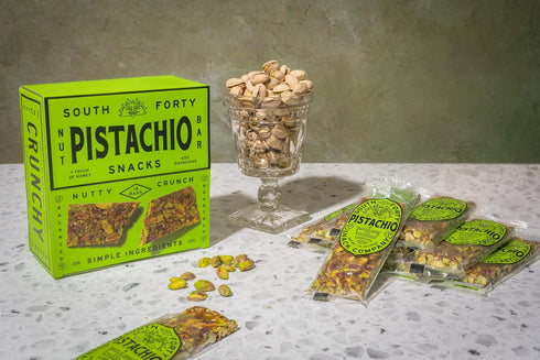 40 4 (40g Pack 12) South Snacks Crunchy Pistachio Bar, Just Ingredients, Touch of Honey Bar