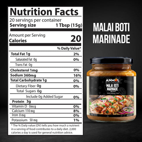 ANMOL (300g, 10.40 OZ) Malai Boti Marinade Creamy & Savory BBQ Sauce for Grilling & Roasting Perfect for Malai Boti