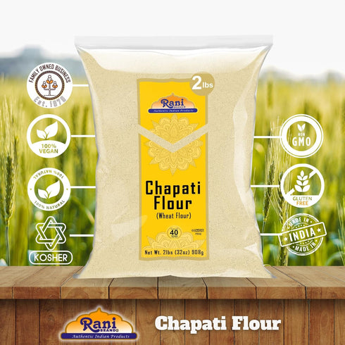 (100% 32oz (2lbs) 908g Rani Chapati Flour Pure Whole Wheat Chakki Atta), For Making Roti & Indian Breads ~ All Natural