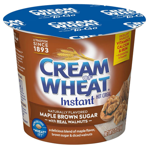 Cream of Wheat Instant Hot Cereal To-Go Cups, Maple Brown Sugar Walnut, 2.29 Ounce (Pack