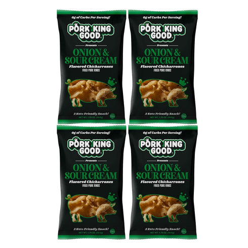 Pork King Good Pork Rinds (Chicharrones) Onion & Sour Cream Flavor (4 Pack)
