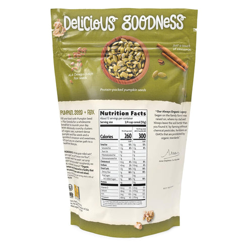 24.7 (Pack 2) Nature's Path Organic Pumpkin Seed + Flax Granola, Ounce, Non GMO