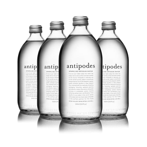 ANTIPODES - Sparkling Water - 16.9 oz (500 mL) (4 Glass Bottles)
