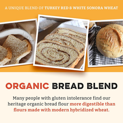 2.0 lbs Sunrise Flour Mill Heritage Organic Bread Flour Blend - | Organic Unbleached Bread Flour Easy to Digest
