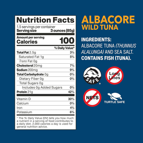 Albacore 5 (Pack 4), Packaging Wild Planet Wild Tuna, Sea Salt, Canned Tuna, Sustainably Wild-Caught, Pole & Line