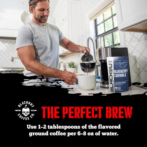12oz Blackout Coffee Blueberry Crumble Flavored Ground Coffee Medium Roast, Smooth Taste, Guilt-Free Indulgence Freshly