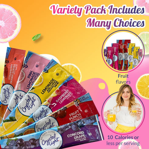 Variety Sampler Shop Packets 12 (2-quart) Pack Crystal Light Pitcher Drink Powder - Sugar Free Drink Mix Variety
