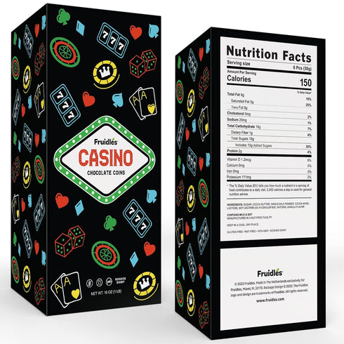 (2 Fruidles Casino Poker Chips - Belgian Milk Chocolate Coins, Kosher Certified Dairy, Non GMO Pounds)