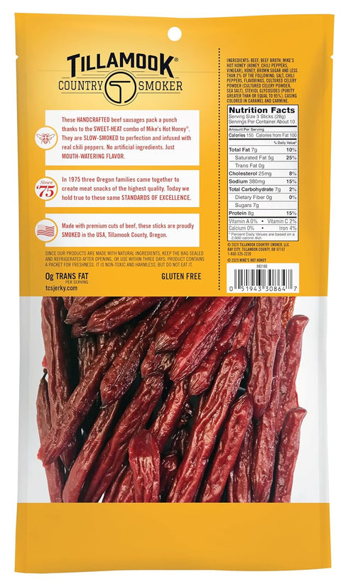 Country 9.25 Tillamook Smoker Beef Smoked Sausages, Mike's Hot Honey, Ounce, Real Hardwood Smoked Sausages, Low Carb