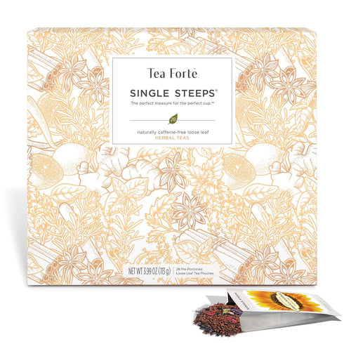 28 Tea Forte Single Steeps Loose Leaf Tea Sampler Tea Chest, Assorted Variety Tea Box, Single Serve Pouches, Herbal Tea