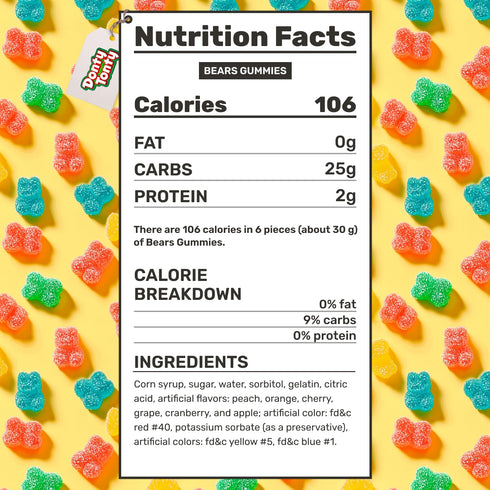 Gummy 2 lb Gummies, Guatemalan Bears Assorted Flavors (Orange, Peach, Cherry, Grape, Cranberry, Apple), Gelatin Based