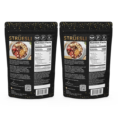 9 Oz, 2 Pack Struesli Cacao & Coffee Organic Granola, Grain & Gluten Free, Healthy Snacks with Cacao, Coffee, Tiger