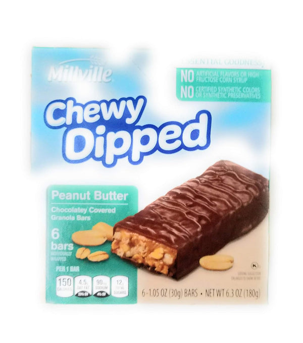 MILLVILLE Chewy Dipped Chocolate Cover Granola Bar (Peanut Butter)