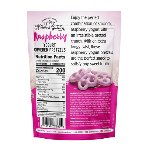 7 Oz (Pack 1) Nature's Garden Raspberry Yogurt Covered Pretzels No Trans Fat, Indulgent Snack, Flavored Pretzels Bag