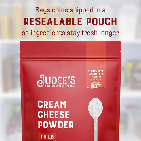 1.5 lb (24 oz) 100% Judee's Powdered Cream Cheese - - Delicious and Gluten-Free and Keto-Friendly - Great for Dips