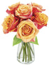 KaBloom - Bouquet of 6 Fresh Cut Orange Roses (Farm-Fresh, Long-Stem) with